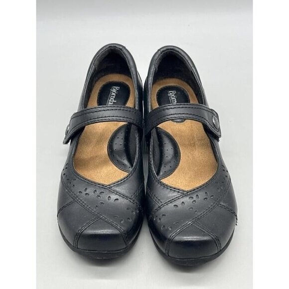Bjorndal Black Leather Comfort Plus Antifatigue Buckle Flats Size 7 - Picture 2 of 5